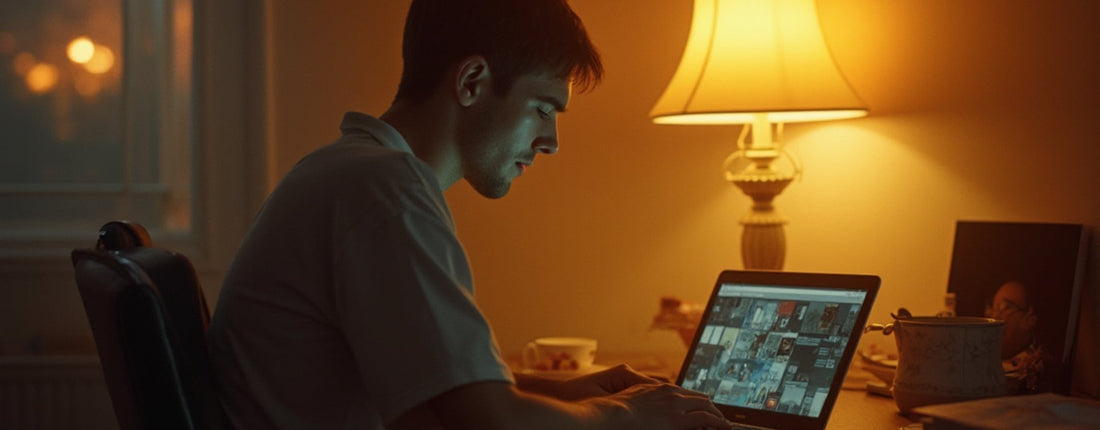 Cooling fan for laptop heat problem shown in a warm desk setup during sustained laptop use