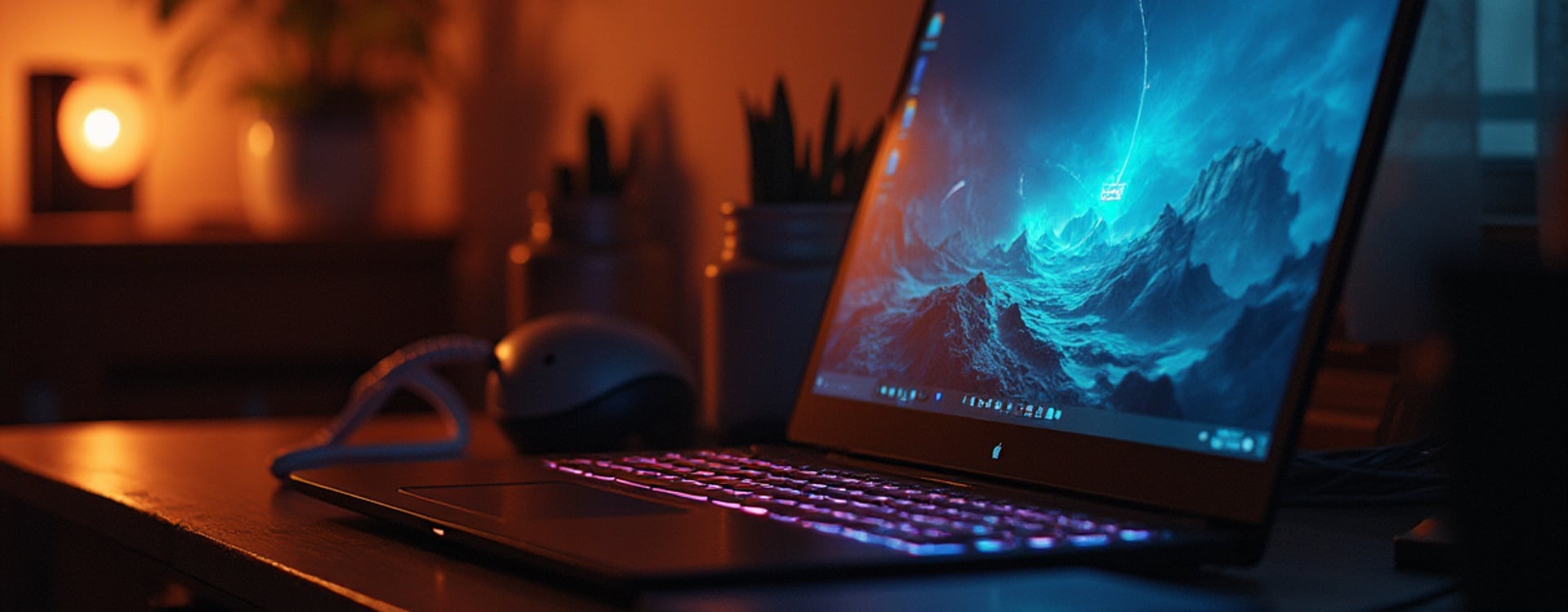 Gaming laptop rendering at a warm desk, showing why a cooling solution matters during Cycles workloads