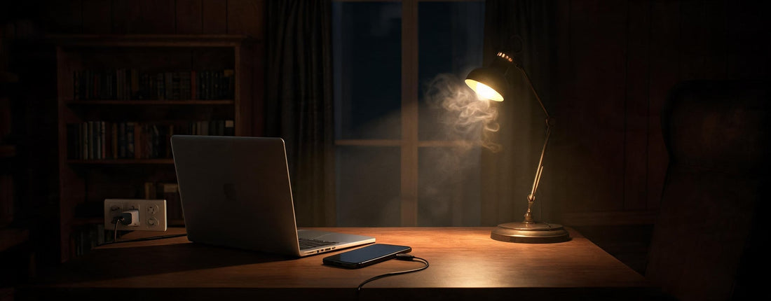 Phone cooler for gaming setup context with a smartphone charging during an extended mobile gaming session