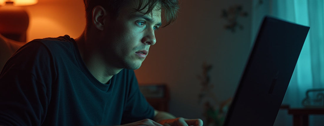 Gamer checking a Black Myth Wukong laptop throttle symptom during a demanding session in a warm room