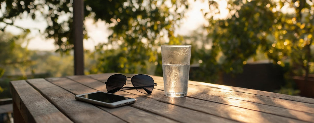 Beach photographer using shade and careful mount position to keep a phone cool during sunny outdoor use