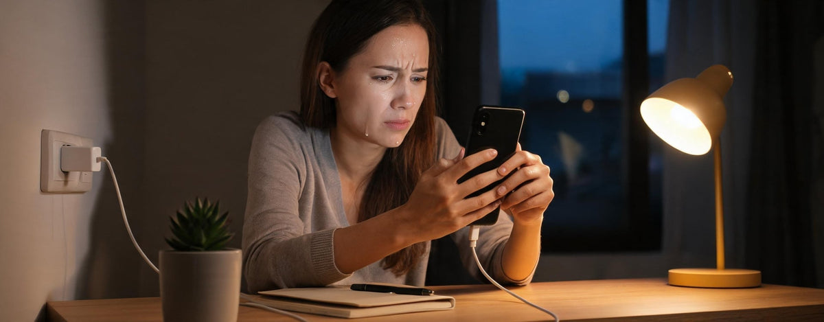 A gamer intensely focused on their smartphone during a mobile gaming session, highlighting the need for effective thermal management.