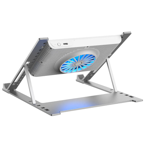 KryoZon H1 MAX laptop cooler bottom view showing semiconductor cooling plate and adjustable design